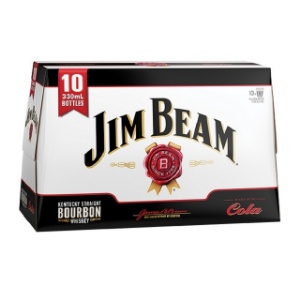 Picture of Jim Beam 4.8% Bourbon & Cola 10pk Bottles 330ml