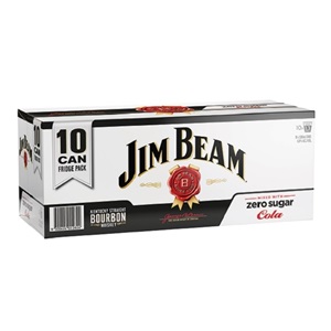 Picture of Jim Beam Bourbon & Zero Sugar Cola 10pk Cans 330ml