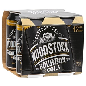 Picture of Woodstock 7% Bourbon n Cola 4pk Cans 330ml