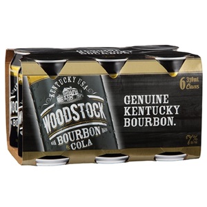 Picture of Woodstock 7% Bourbon n Cola 6pk Cans 330ml