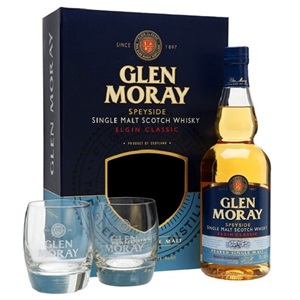 Picture of Glen Moray Peated Scotch Whisky + 2  Glasses Gift Pack 700ml