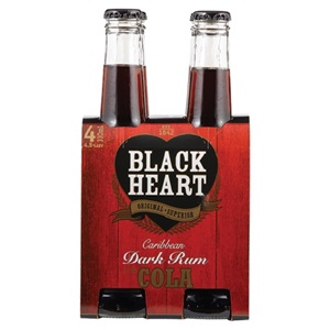 Picture of Black Heart Dark Rum & Cola 4pk Bottles 330ml