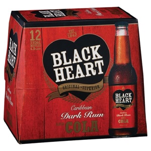 Picture of Black Heart Dark Rum & Cola 12pk Bottles 330ml