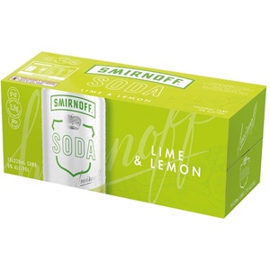 Picture of Smirnoff Soda 5% Vodka Lime & Lemon 10pk Cans 330ml