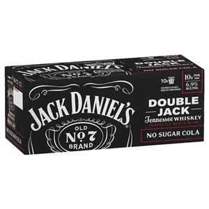 Picture of Jack Daniels Double Jack 6.9% & Zero Sugar Cola 10pack Cans 375ml