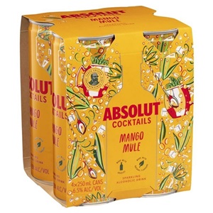 Picture of Absolut Vodka Mango Mule 4pk Cans 250ml