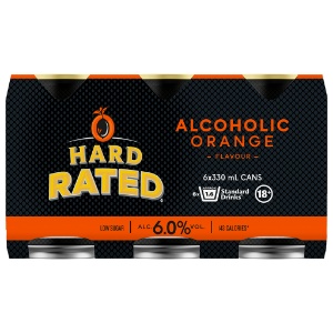 Picture of Hard Rated 6% Vodka Orange 6pk Cans 330ml
